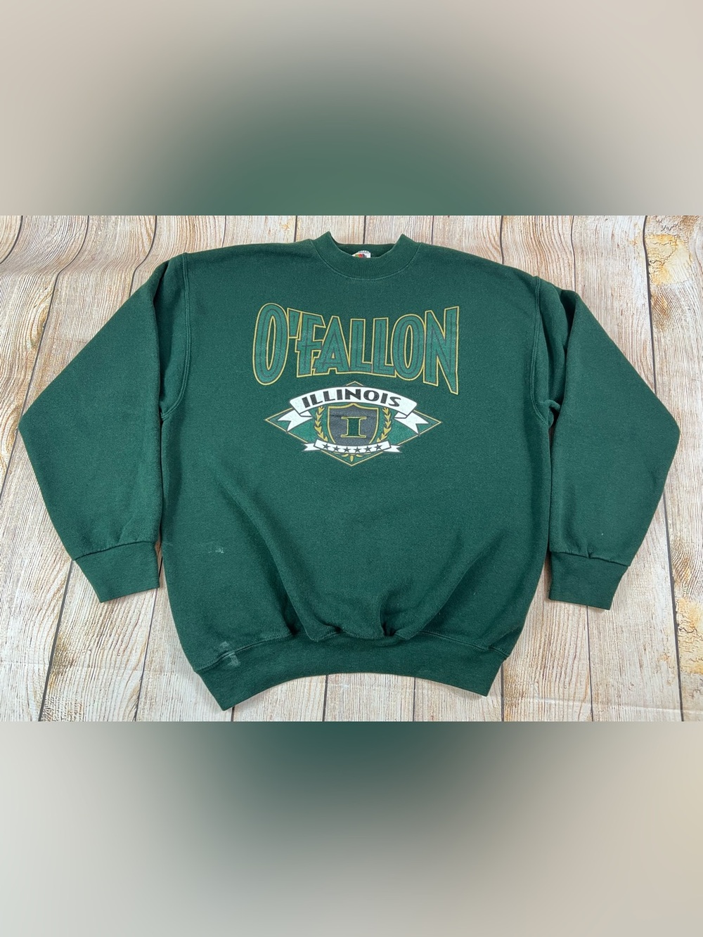 Vintage Fruit Of The Loom O’Fallon Illinois Green Crewneck Sweatshirt Large